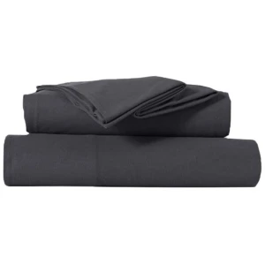 Kingtex Ultra-Soft Micro Flannel Sheet Set 40 cm Wall Charcoal Queen
