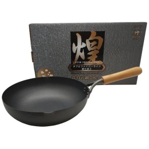 Kirameki Premium Cast Iron Nitriding Processing Stir-fry Wok (Made in Japan) - 28cm