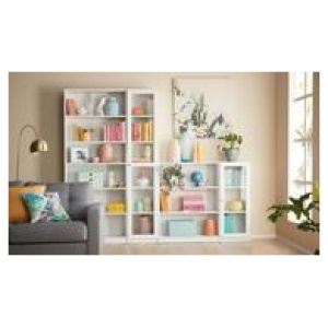 Kobi Large Narrow Bookcase With Glass Doors White