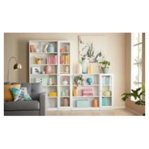 Kobi Large Narrow Bookcase With Glass Doors White