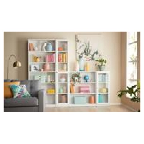 Kobi Large Narrow Bookcase With Glass Doors White