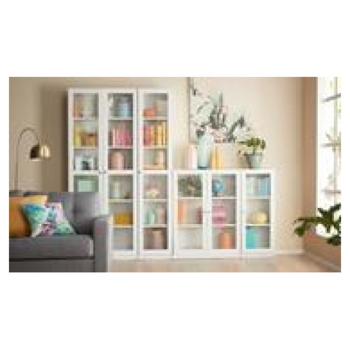 Kobi Small Narrow Bookcase With Glass Door White