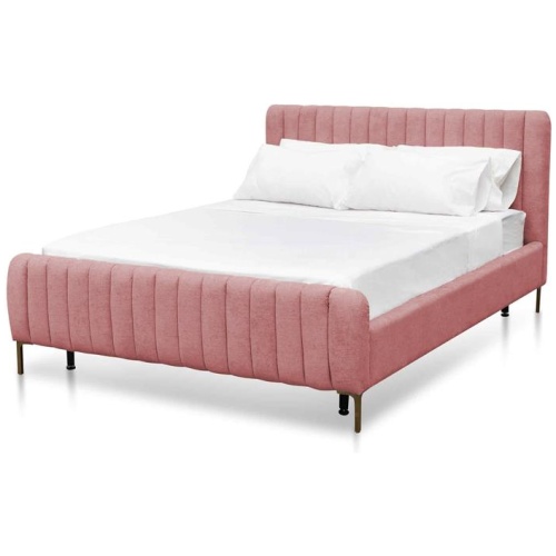 Korey Queen Bed Frame - Blush Peach Velvet - Last One by Interior Secrets - AfterPay Available