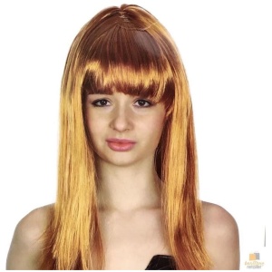 LONG WIG Straight Party Hair Costume Fringe Cosplay Fancy Dress 70cm Womens - Golden Brown (22463)
