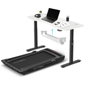 LSG Pacer M5 with Dual Motor Automatic Standing Desk 150cm in White/Black and Cable Management