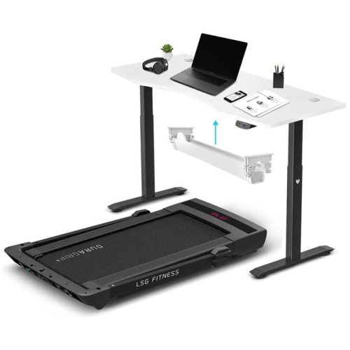 LSG Pacer M5 with Dual Motor Automatic Standing Desk 150cm in White/Black and Cable Management