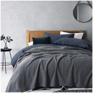 Laconia 400GSM Premium Australian Pure Wool Blanket Grey Queen