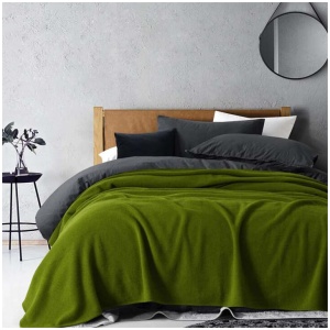 Laconia 400GSM Premium Australian Pure Wool Blanket Moss Green Single