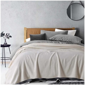 Laconia 400GSM Premium Australian Pure Wool Blanket Natural Single