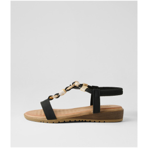 Laguna Quays Gogo Lq Black Microsuede Black Sandals Womens Shoes Casual Sandals Flat Sandals
