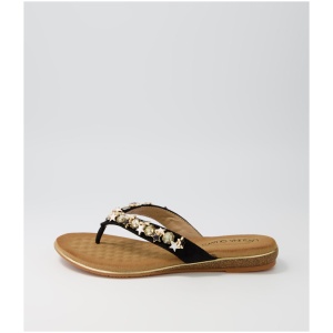 Laguna Quays Silvie Lq Black Microsuede Black Sandals Womens Shoes Casual Sandals Flat Sandals