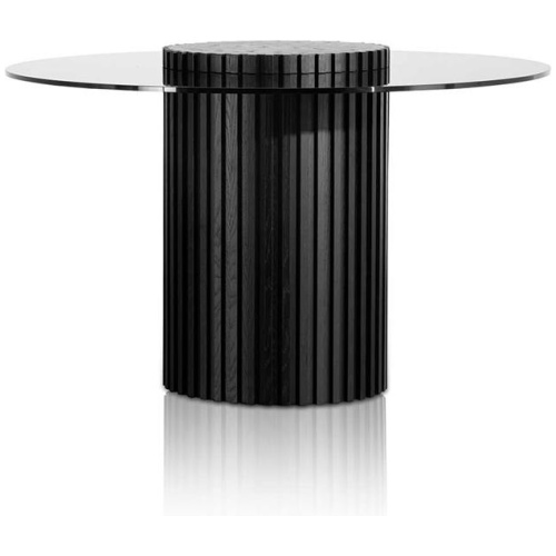 Lamar 1.2m Grey Glass Round Dining Table - Black by Interior Secrets - AfterPay Available