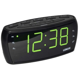 Large Number Alarm Clock & AM/FM Radio, Bold Green LED Time Screen