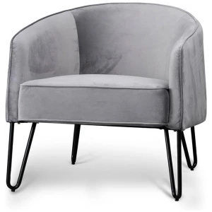 Lena Dark Grey velvet Armchair - Black Legs by Interior Secrets - AfterPay Available