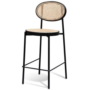 Lesley 65cm Natural Rattan Bar Stool - Black by Interior Secrets - AfterPay Available