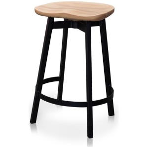 Lewis 65cm Bar Stool - Natural and Matt Black Leg by Interior Secrets - AfterPay Available