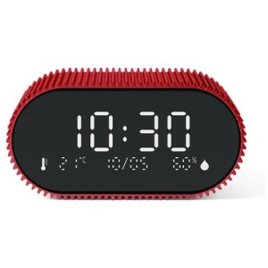 Lexon Ray Clock Lcd Alarm Clock With Temperature / Humidity Display - Red
