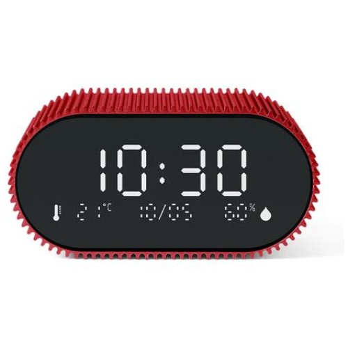 Lexon Ray Clock Lcd Alarm Clock With Temperature / Humidity Display - Red
