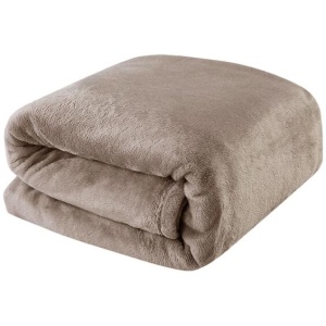 Light Weight Coral Fleece Blanket Brown Queen/ King