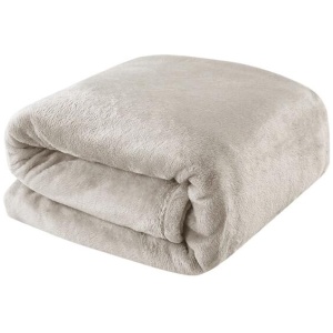 Light Weight Coral Fleece Blanket Oatmeal Queen/ King