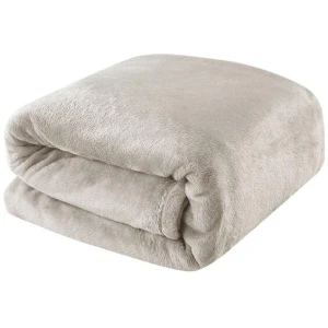 Light Weight Coral Fleece Blanket Oatmeal Queen/ King