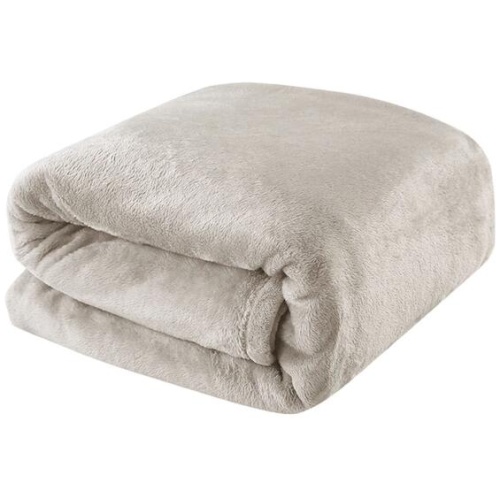 Light Weight Coral Fleece Blanket Oatmeal Queen/ King