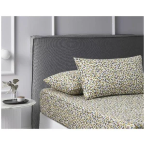 Lisa Washed Cotton Printed Fitted Teal Sheet Set by Accessorize King