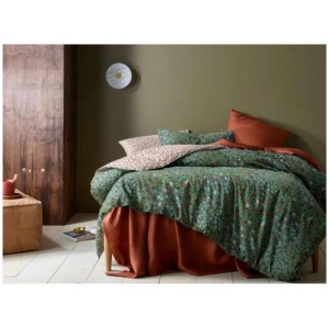 Lisa Washed Cotton Printed Green Quilt Cover Set by Accessorize King