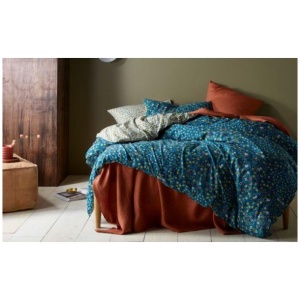 Lisa Washed Cotton Printed Teal Quilt Cover Set by Accessorize Queen