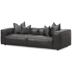 Loft 4 Seater Sofa with Cushion and Pillow - Shadow Grey Leather by Interior Secrets - AfterPay Available