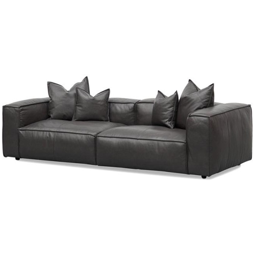 Loft 4 Seater Sofa with Cushion and Pillow - Shadow Grey Leather by Interior Secrets - AfterPay Available