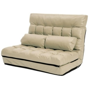 Lounge Couch Sofa Bed Double Seat Leather GEMINI BEIGE