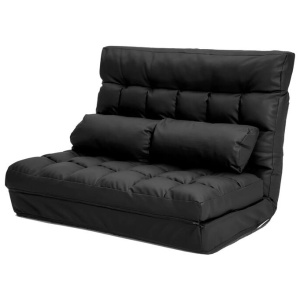 Lounge Couch Sofa Bed Double Seat Leather GEMINI BLACK