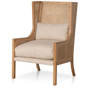 Lowell Wingback Rattan Armchair - Distress Natural - Sand White by Interior Secrets - AfterPay Available