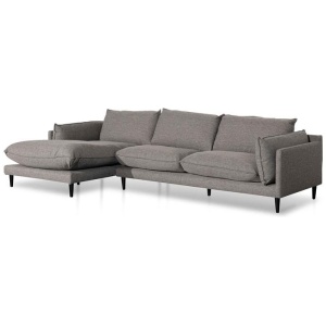 Lucio 4 Seater Left Chaise Fabric Sofa - Graphite Grey by Interior Secrets - AfterPay Available