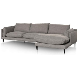 Lucio 4 Seater Right Chaise Fabric Sofa - Graphite Grey by Interior Secrets - AfterPay Available