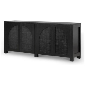 Lucius 1.95m Black Oak Sideboard Unit - Rattan by Interior Secrets - AfterPay Available