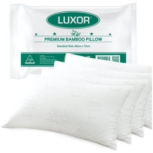 Luxor Australian Made Bamboo Cooling Pillow Standard Size Four Pack