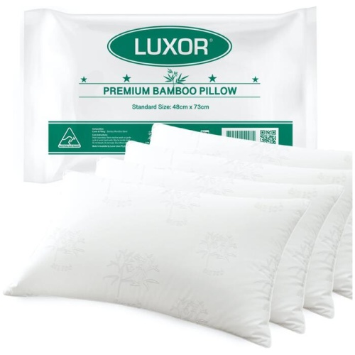 Luxor Australian Made Bamboo Cooling Pillow Standard Size Four Pack