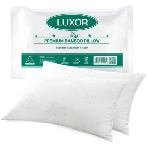 Luxor Australian Made Bamboo Cooling Pillow Standard Size Twin Pack
