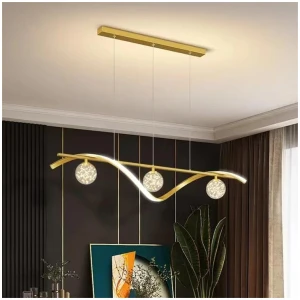 Luxury Hand Blown Glass LED Pendant Light 100cm Adjustable 3 Color Dimmable Remote Control for Dining Bar Living Room