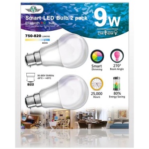 MV SMART BULB 9W B22 TWIN PACK (apple app only )