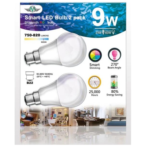 MV SMART BULB 9W B22 TWIN PACK (apple app only )