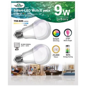 MV SMART BULB 9W E27 TWIN PACK (apple app only )