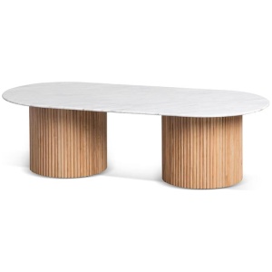 Macleod 1.3m Marble Top Oval Coffee Table - Natural by Interior Secrets - AfterPay Available