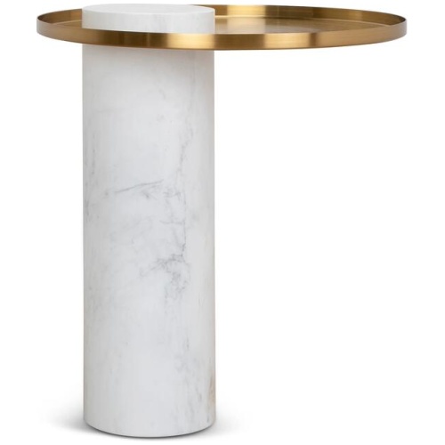 Marcela 40cm Round Brushed Gold Side Table - Marble by Interior Secrets - AfterPay Available