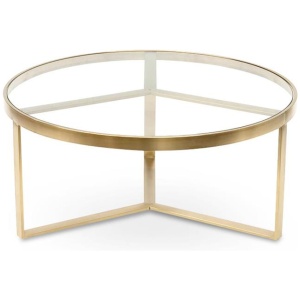 Marcelo 90cm Round Glass Coffee Table - Brushed Gold Base by Interior Secrets - AfterPay Available