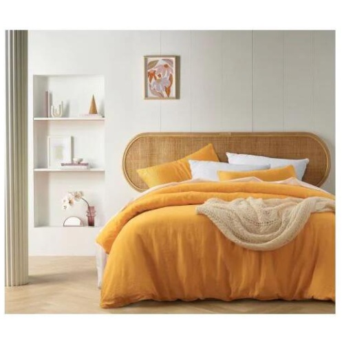 Marigold Linen Quilt Cover by Vintage Design Homeware King