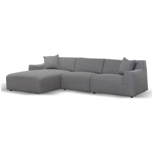 Marlin 3 Seater Left Chaise Fabric Sofa - Noble Grey by Interior Secrets - AfterPay Available