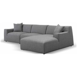 Marlin 3 Seater Right Chaise Fabric Sofa - Noble Grey by Interior Secrets - AfterPay Available